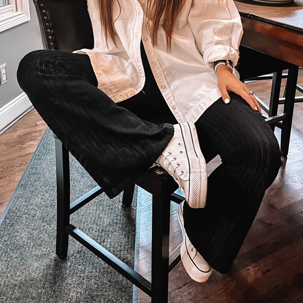 Free People High Waisted Velvet Wide Leg Pants - Picture 2 of 7